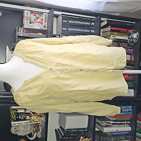 Joie linen button-down top long sleeve yellow v-neck - Picture 1 of 5